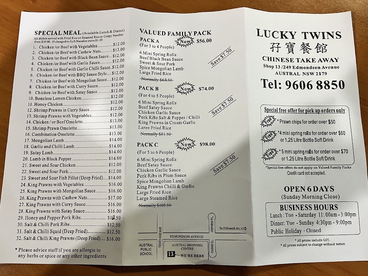 Menu Lucky Twins Austral-2